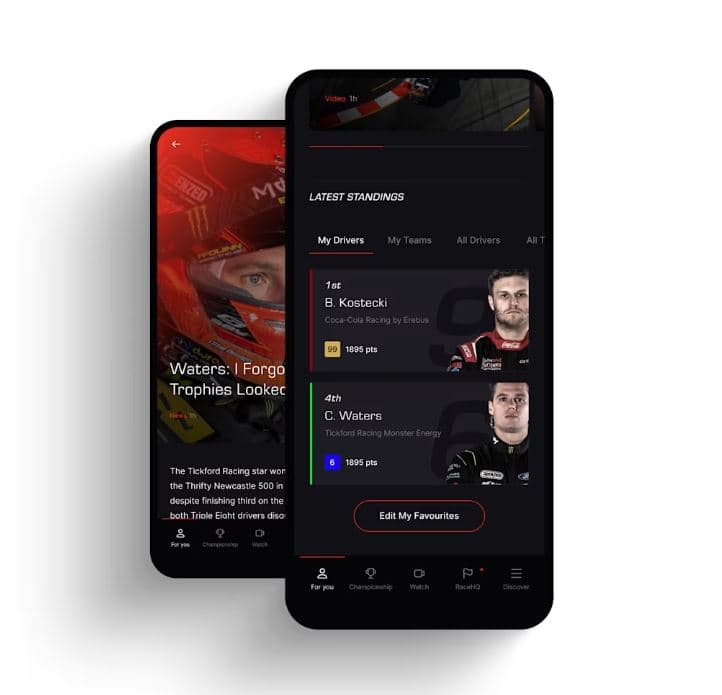 Supercars mobile app second screen