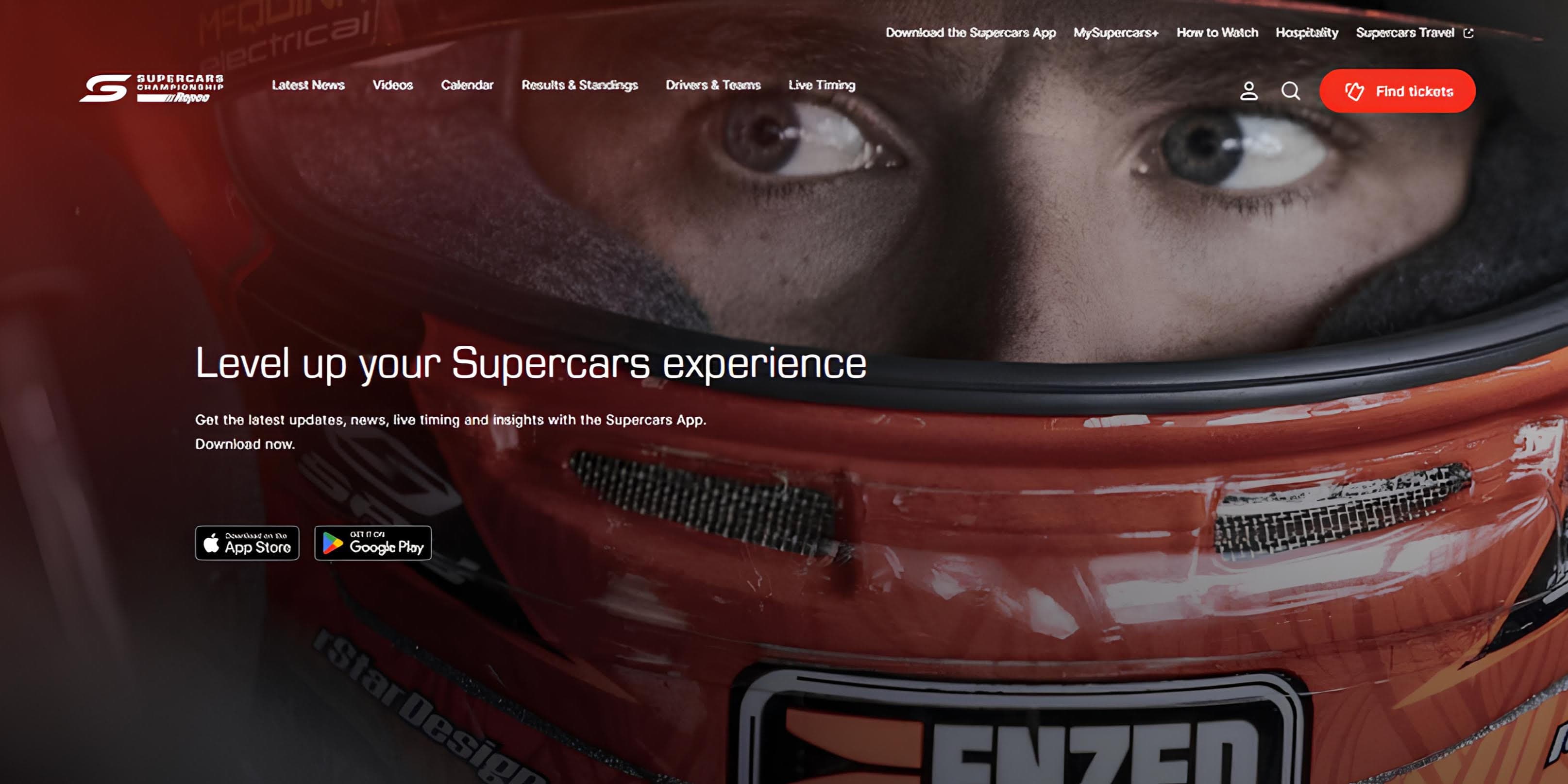 Supercars website homepage hero